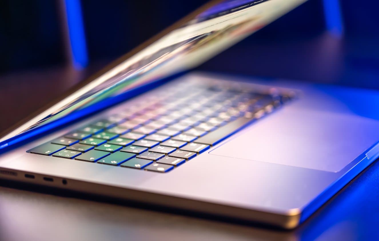 A close-up of a laptop keyboard